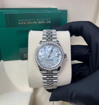 Rolex Datejust 31 Diamond Bezel - White Mother-of-pearl Diamond Dial - Jubilee 278384rbr