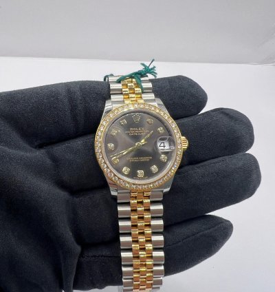 Rolex Datejust 31 Grey Diamond Dial Diamond Bezel