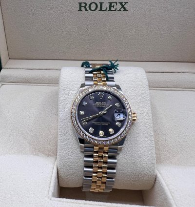Rolex Datejust 31 Grey Diamond Dial Diamond Bezel