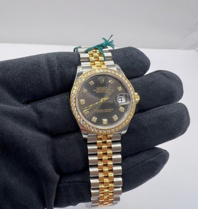 Rolex Datejust 31 Grey Diamond Dial Diamond Bezel