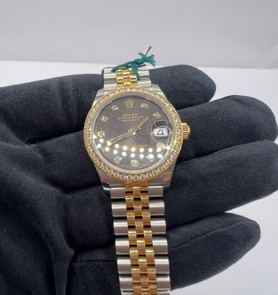 Rolex Datejust 31 Grey Diamond Dial Diamond Bezel