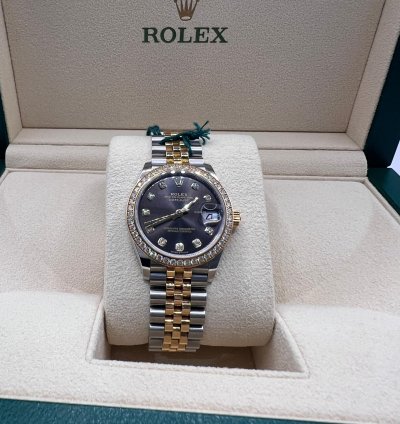 Rolex Datejust 31 Grey Diamond Dial Diamond Bezel
