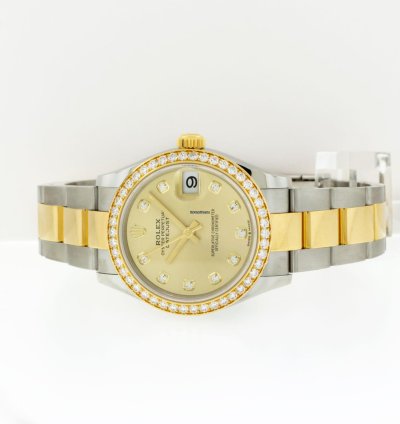 Rolex Datejust 31 Lady-datejust 31mm Yellow Gold Steel Champagne Diamond Dial Diamond Bezel 278383