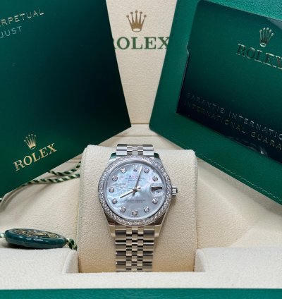 Rolex Datejust 31 New 2024 Mother Of Pearl Diamond Dial Diamond Bezel Stainless Steel Jubilee