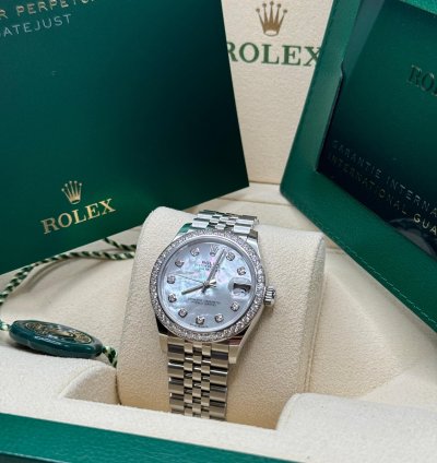 Rolex Datejust 31 New 2024 Mother Of Pearl Diamond Dial Diamond Bezel Stainless Steel Jubilee