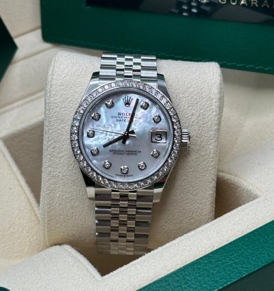 Rolex Datejust 31 New 2024 Mother Of Pearl Diamond Dial Diamond Bezel Stainless Steel Jubilee