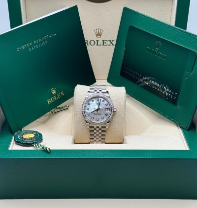 Rolex Datejust 31 New 2024 Mother Of Pearl Diamond Dial Diamond Bezel Stainless Steel Jubilee