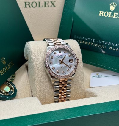 Rolex Datejust 31 New 2024 Mother Of Pearl Diamond Dial Diamond Bezel Two Tone Rose Gold Jubilee