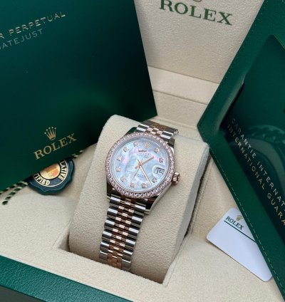 Rolex Datejust 31 New 2024 Mother Of Pearl Diamond Dial Diamond Bezel Two Tone Rose Gold Jubilee