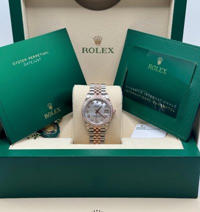 Rolex Datejust 31 New 2024 Mother Of Pearl Diamond Dial Diamond Bezel Two Tone Rose Gold Jubilee
