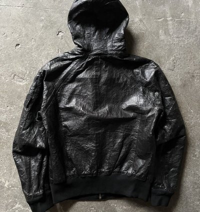 Stone Island Cast Metal Leather Hooded Jacket