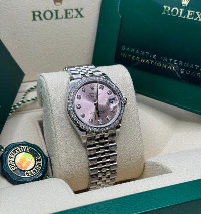 Rolex Datejust 31 New 2024 Pink Diamond Dial Diamond Bezel Stainless Steel Jubilee Bracelet