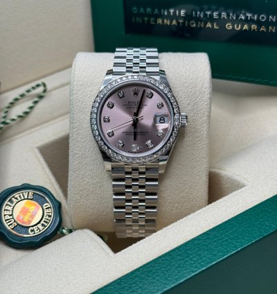 Rolex Datejust 31 New 2024 Pink Diamond Dial Diamond Bezel Stainless Steel Jubilee Bracelet