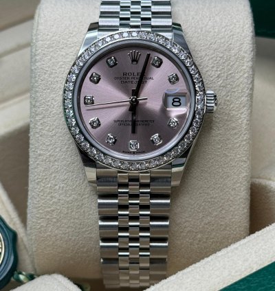 Rolex Datejust 31 New 2024 Pink Diamond Dial Diamond Bezel Stainless Steel Jubilee Bracelet