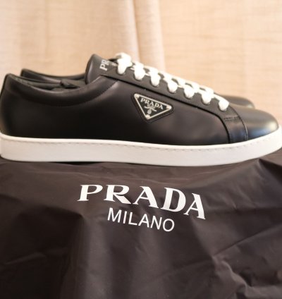 Nwt Prada Lane Spazzolato Leather Sneakers