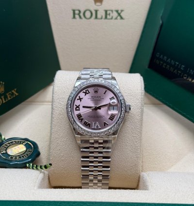Rolex Datejust 31 New 2024 Pink Diamond Pave 6 Dial Diamond Bezel Stainless Steel Jubilee