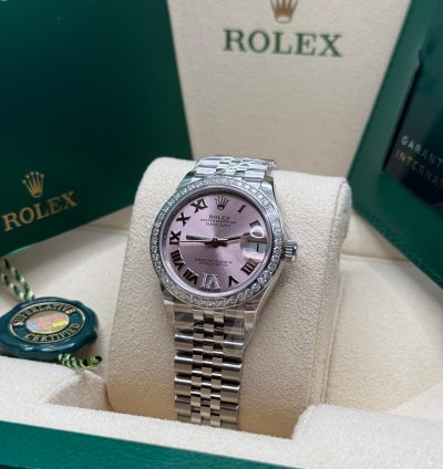Rolex Datejust 31 New 2024 Pink Diamond Pave 6 Dial Diamond Bezel Stainless Steel Jubilee