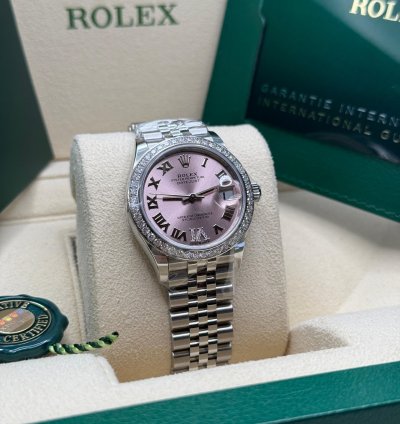 Rolex Datejust 31 New 2024 Pink Diamond Pave 6 Dial Diamond Bezel Stainless Steel Jubilee