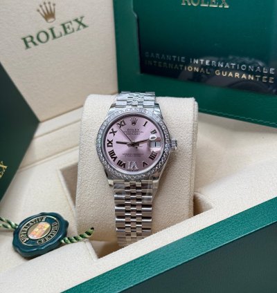 Rolex Datejust 31 New 2024 Pink Diamond Pave 6 Dial Diamond Bezel Stainless Steel Jubilee