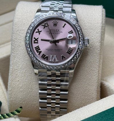 Rolex Datejust 31 New 2024 Pink Diamond Pave 6 Dial Diamond Bezel Stainless Steel Jubilee