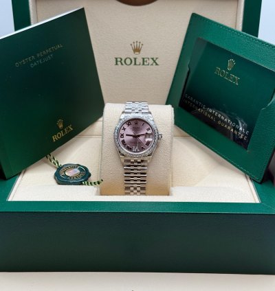 Rolex Datejust 31 New 2024 Pink Diamond Pave 6 Dial Diamond Bezel Stainless Steel Jubilee