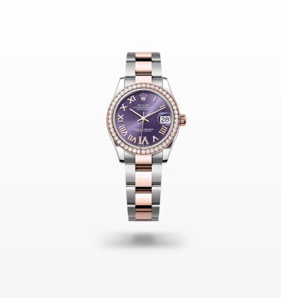 Rolex Datejust 31 New 2024 Purple Pave 6 Diamond Dial Diamond Bezel Rose Gold Oyster