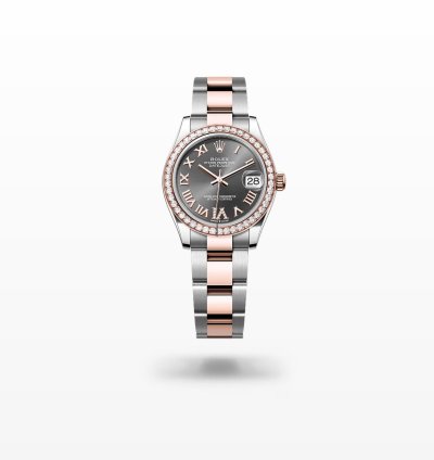 Rolex Datejust 31 New 2024 Rhodium Grey Pave 6 Diamond Roman Diamond Bezel Two Tone Rose Gold