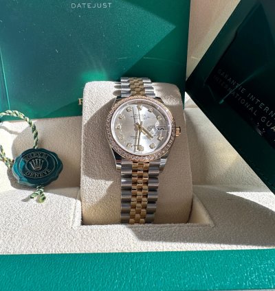 Rolex Datejust 31 New 2024 Silver Diamond Dial Diamond Bezel Two Tone Yellow Gold Jubilee