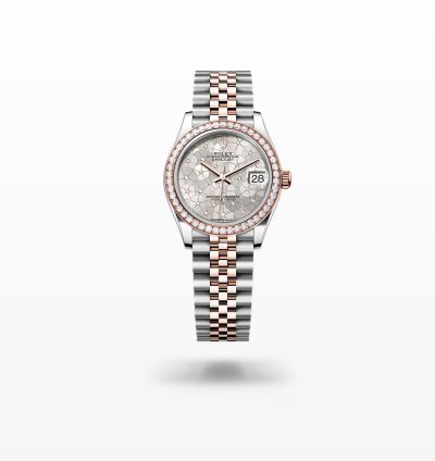 Rolex Datejust 31 New 2024 Silver Floral Scattered Diamond Dial Diamond Bezel Rose Gold Jubilee