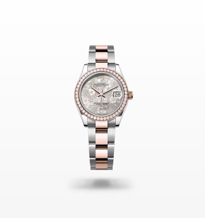 Rolex Datejust 31 New 2024 Silver Floral Scattered Diamond Dial Diamond Bezel Rose Gold Oyster