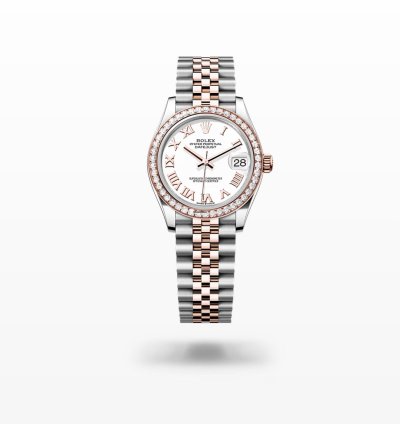 Rolex Datejust 31 New 2024 White Roman Dial Diamond Bezel Two Tone Rose Gold Jubilee 28mm