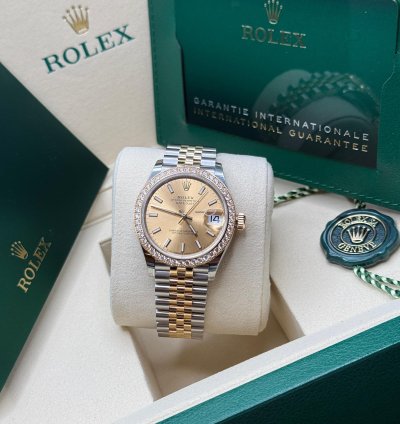 Rolex Datejust 31 New 2025 Champagne Dial Two Tone Yellow Gold Diamond Bezel Jubilee Bracelet