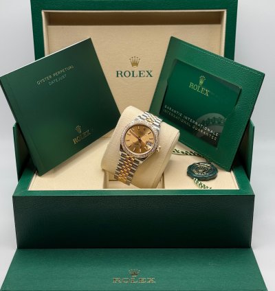 Rolex Datejust 31 New 2025 Champagne Dial Two Tone Yellow Gold Diamond Bezel Jubilee Bracelet