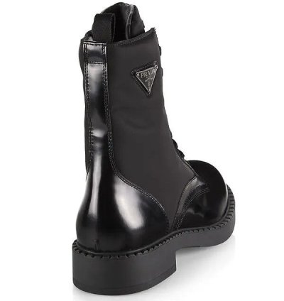 Os11x0124 Tall Mixed-media Combat Boots In Nero