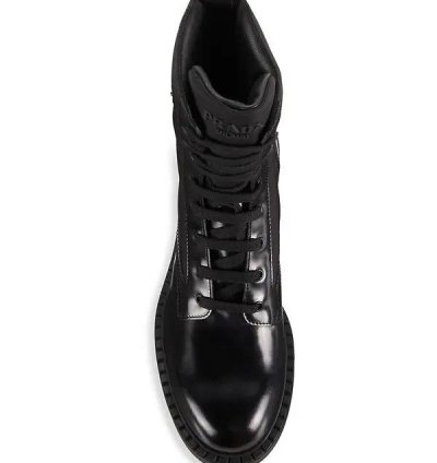 Os11x0124 Tall Mixed-media Combat Boots In Nero