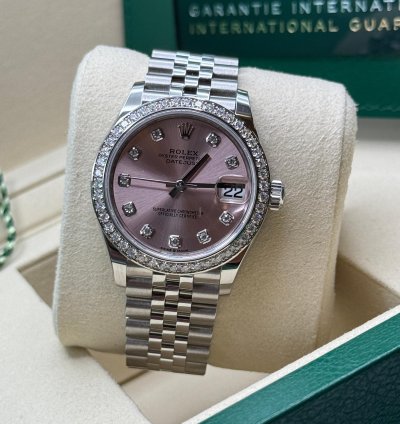 Rolex Datejust 31 New 2025 Pink Diamond Dial Diamond Bezel Stainless Steel Jubilee Bracelet