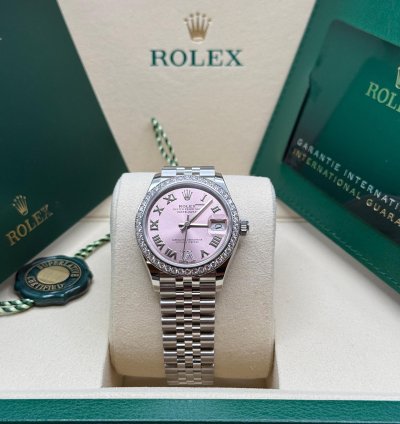 Rolex Datejust 31 New 2025 Pink Diamond Pave 6 Dial Diamond Bezel Stainless Steel Jubilee
