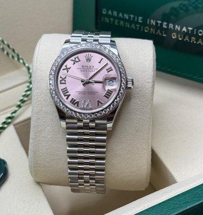 Rolex Datejust 31 New 2025 Pink Diamond Pave 6 Dial Diamond Bezel Stainless Steel Jubilee