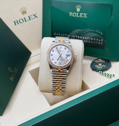Rolex Datejust 31 New 2025 Silver Diamond Dial Diamond Bezel Two Tone Yellow Gold Jubilee