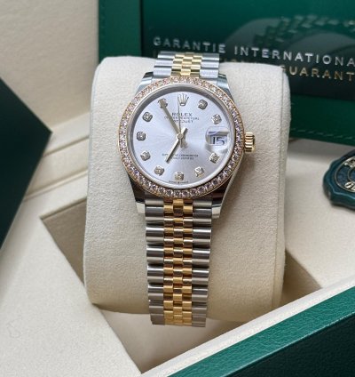 Rolex Datejust 31 New 2025 Silver Diamond Dial Diamond Bezel Two Tone Yellow Gold Jubilee