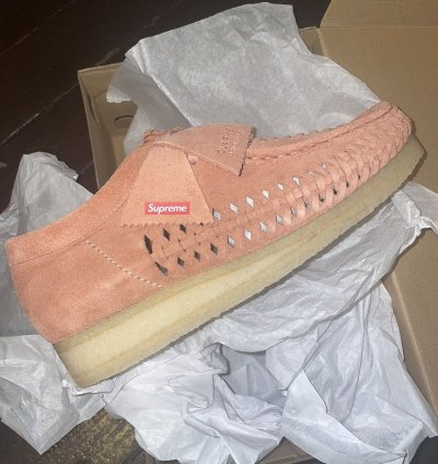 Pink Suede Supreme Clarks Wallabee Weave
