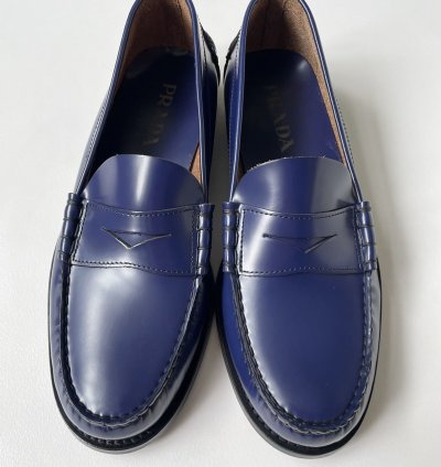 Polished Cobalt Blue Leather Loafers