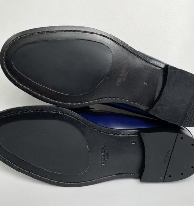 Polished Cobalt Blue Leather Loafers