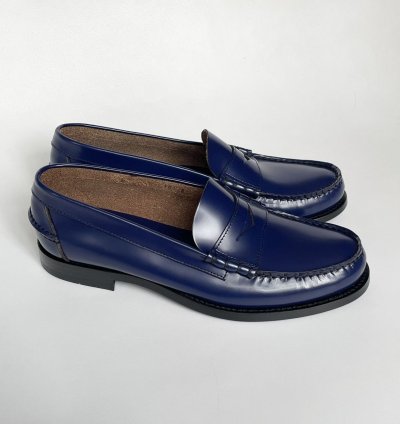 Polished Cobalt Blue Leather Loafers