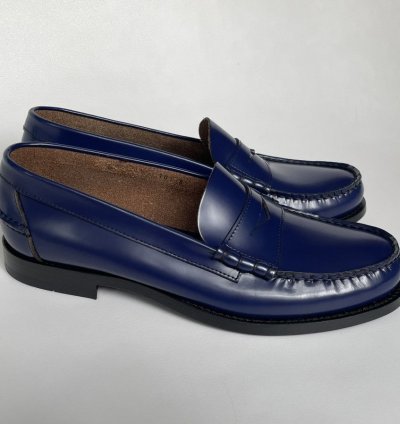 Polished Cobalt Blue Leather Loafers
