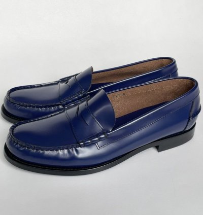 Polished Cobalt Blue Leather Loafers