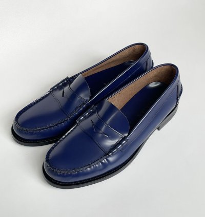 Polished Cobalt Blue Leather Loafers