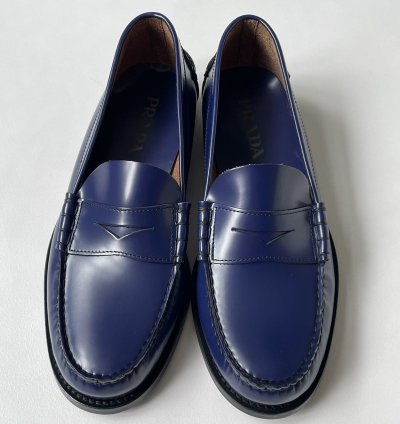 Polished Cobalt Blue Leather Loafers