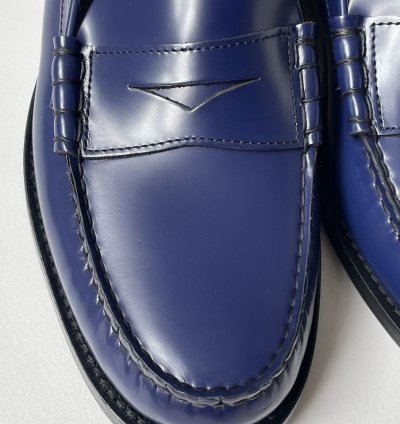 Polished Cobalt Blue Leather Loafers