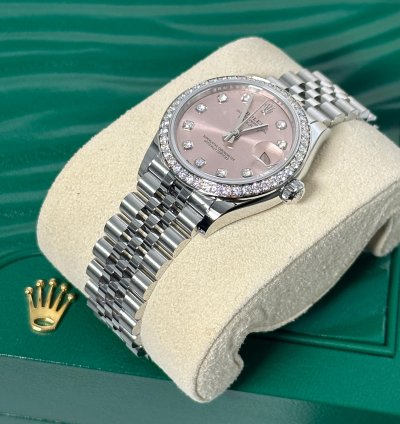Rolex Datejust 31 Pink Diamond Dial Diamond Bezel Jubilee